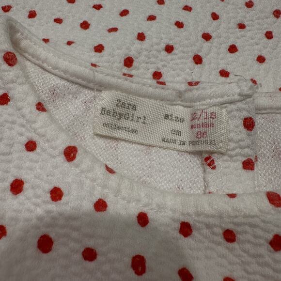 Zara White & Red Polka Dot Short Sleeve Dress - Picture 6 of 7